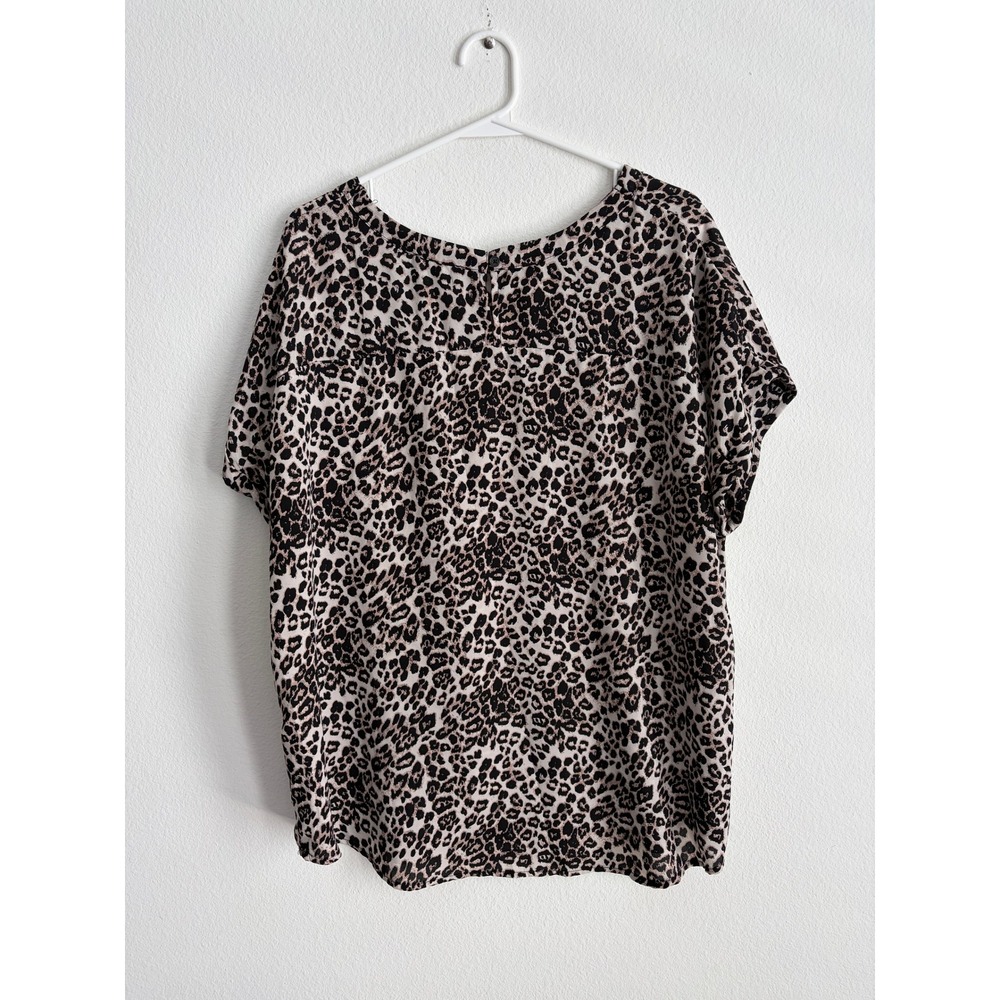 Buffalo David Bitton Leopard Print Short Sleeve Blouse XL Animal Print Top